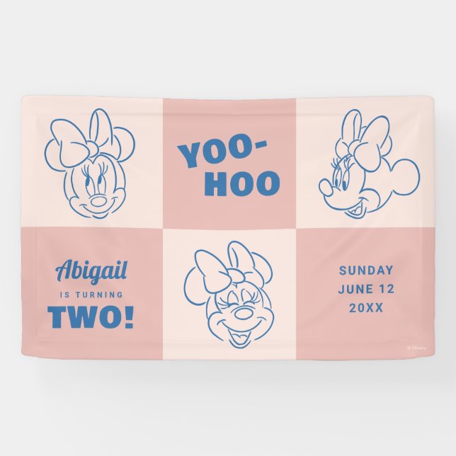 Minnie Mouse Pink Colorblock | Girls Birthday Banner (Horizontal)