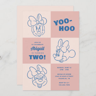 Minnie Mouse Pink Colorblock   Girls Birthday Invitation