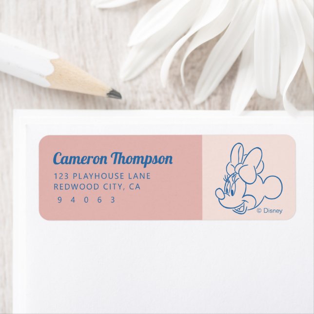 Minnie Mouse Pink Colorblock | Girls Birthday Label (Insitu)