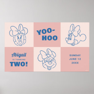 Minnie Mouse Pink Colorblock   Girls Birthday Poster