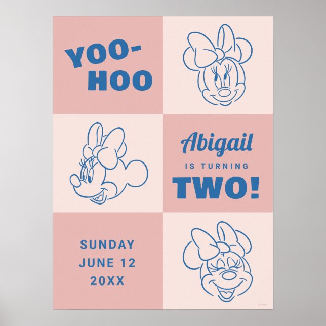 Minnie Mouse Pink Colorblock | Girls Birthday Poster (Front)