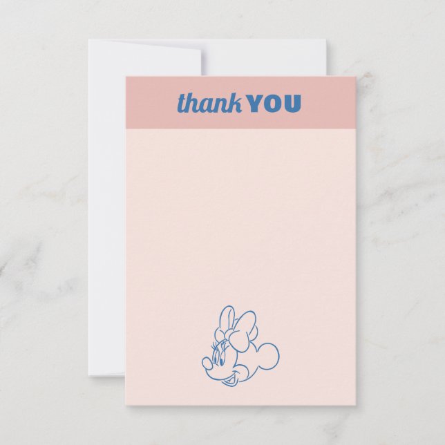 Minnie Mouse Pink Colorblock | Girls Birthday Thank You Card (Front)