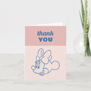 Minnie Mouse Pink Colorblock Girls Birthday Thank You Card