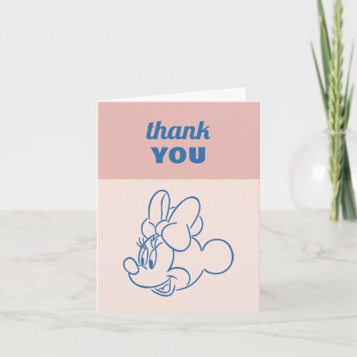Minnie Mouse Pink Colorblock  Girls Birthday Thank You Card