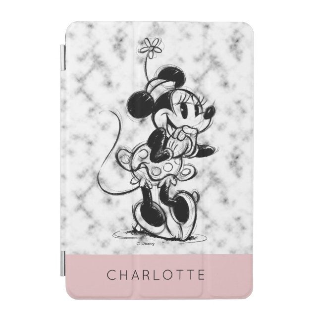 Minnie Mouse | Pink Marble - Add Your Name iPad Mini Cover (Front)