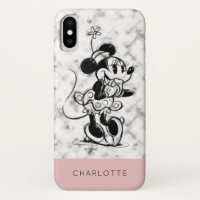 Minnie Mouse | Pink Marble - Add Your Name iPhone XS Case
