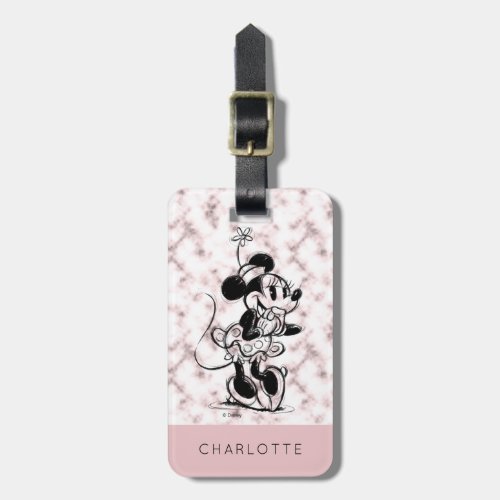 Minnie Mouse  Pink Marble _ Add Your Name Luggage Tag