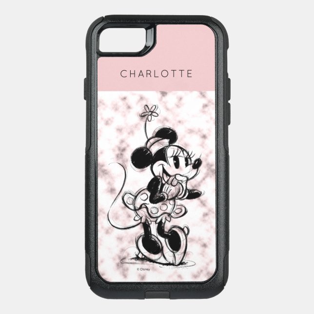 Minnie Mouse | Pink Marble - Add Your Name Otterbox iPhone Case (Back)