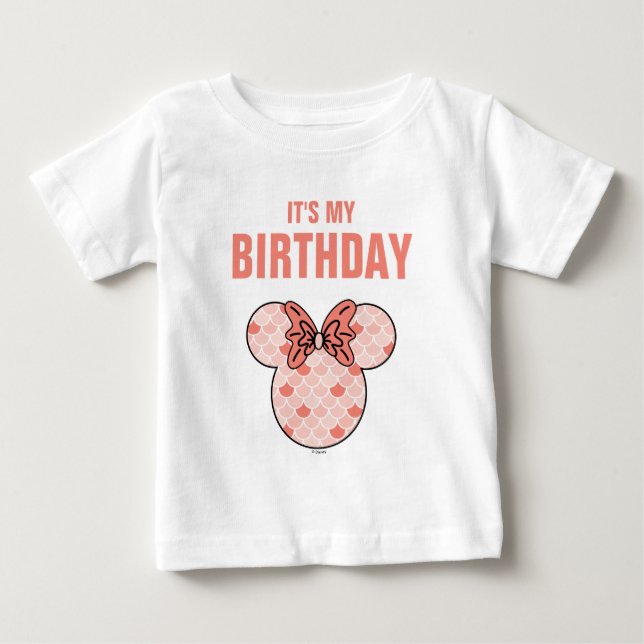 Minnie Mouse | Pink Mermaid Birthday Baby T-Shirt (Front)