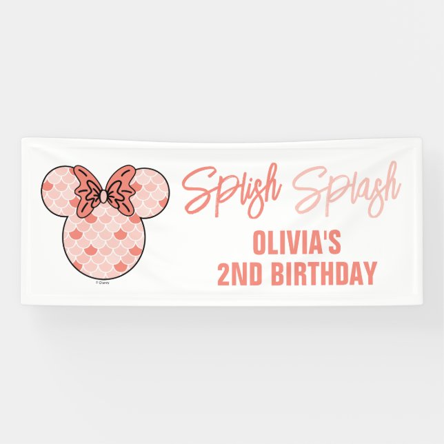 Minnie Mouse | Pink Mermaid Birthday Banner (Horizontal)