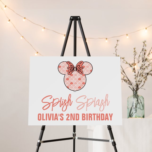 Minnie Mouse | Pink Mermaid Birthday Foam Board (In Situ (Stand))