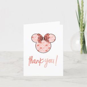 Minnie Mouse   Pink Mermaid Birthday Letterpress Thank You Card
