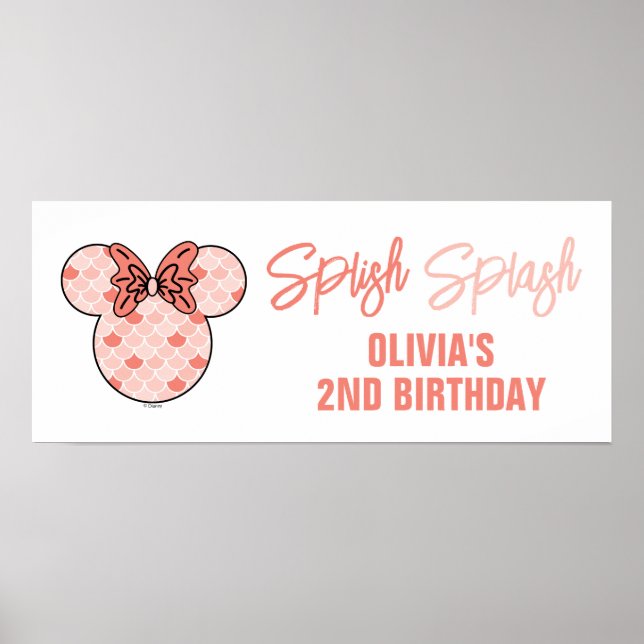 Minnie Mouse | Pink Mermaid Birthday Poster (Front)