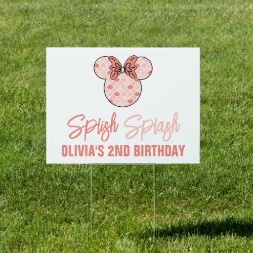 Minnie Mouse  Pink Mermaid Birthday Sign