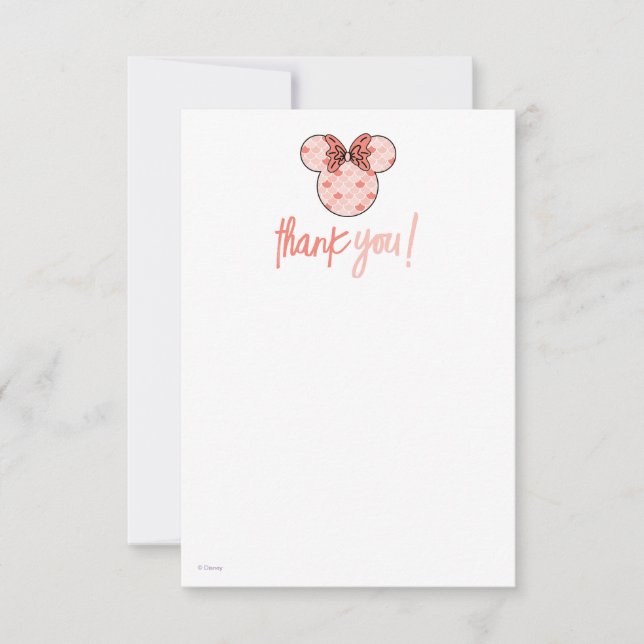 Minnie Mouse | Pink Mermaid Birthday Thank You Card (Front)
