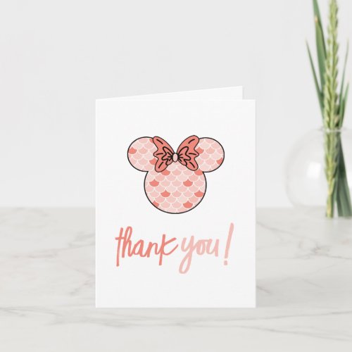 Minnie Mouse  Pink Mermaid Birthday Thank You Card