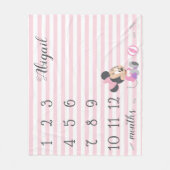 Minnie Mouse | Pink Striped Baby Monthly Milestone Fleece Blanket | Zazzle