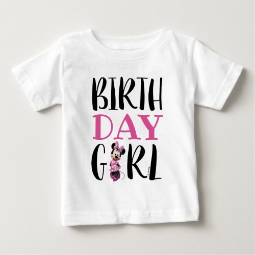 Minnie Mouse  Pink  White Birthday Girl Baby T_Shirt