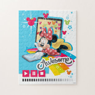 Minnie Mouse Playing On Tablet Jigsaw Puzzle