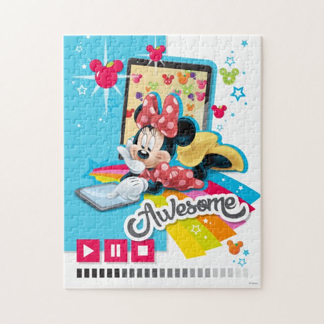 Minnie Mouse Playing On Tablet Jigsaw Puzzle (Vertical)