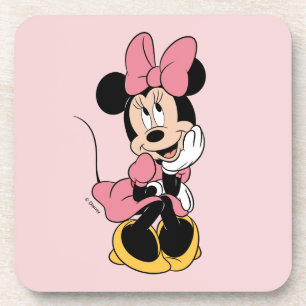Minnie Mouse Posing in Pink Beverage Coaster