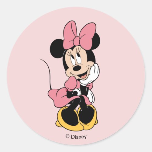 Minnie Mouse  Posing in Pink Classic Round Sticker