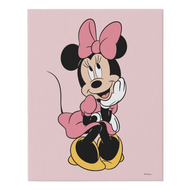 Minnie Mouse | Posing in Pink Faux Canvas Print (Front)