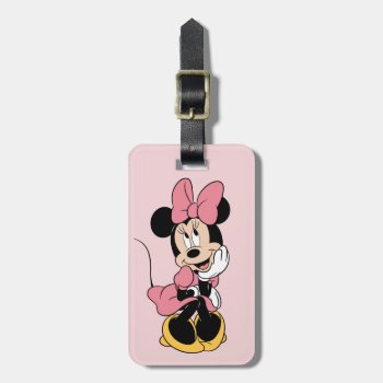 Minnie Mouse | Posing In Pink Luggage Tag by MickeyAndFriends at Zazzle