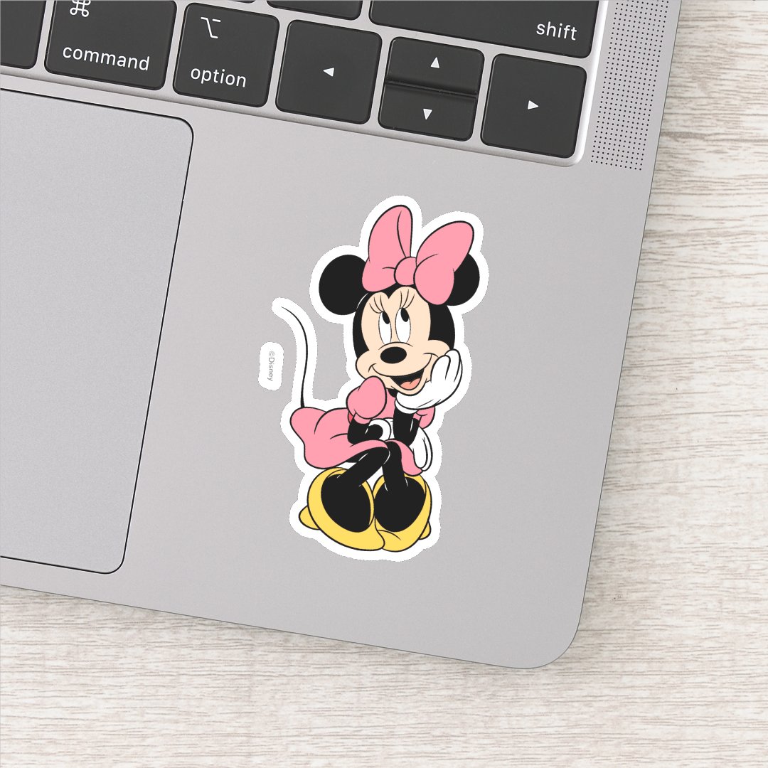 Minnie Mouse | Posing in Pink Sticker | Zazzle