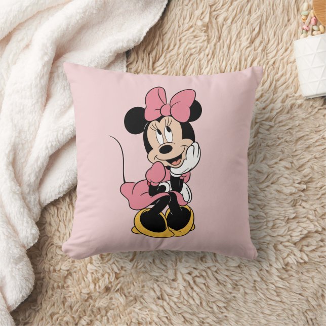 Minnie Mouse Posing in Pink Throw Pillow Zazzle