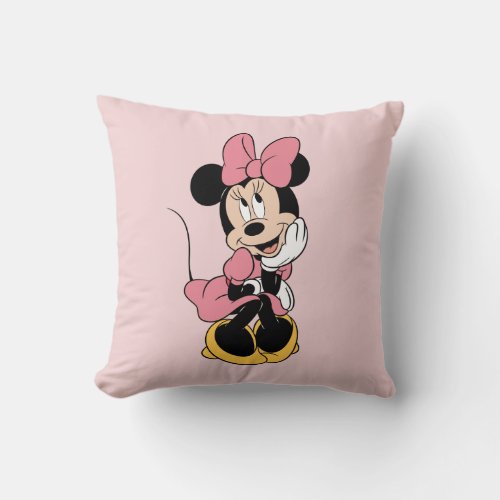 Minnie Mouse  Posing in Pink Throw Pillow