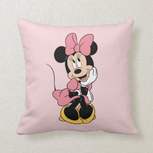 Minnie Mouse   Posing in Pink Throw Pillow