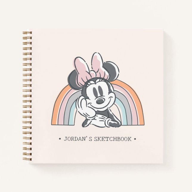 Minnie Mouse Rainbow | Add Your Name Sketch Notebook (Front)