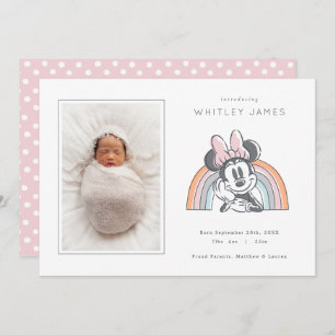 Minnie Mouse Rainbow Baby Girl Birth Announcement