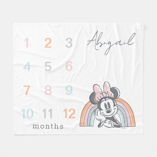 Minnie Mouse  Rainbow Baby Monthly Milestone Fleece Blanket