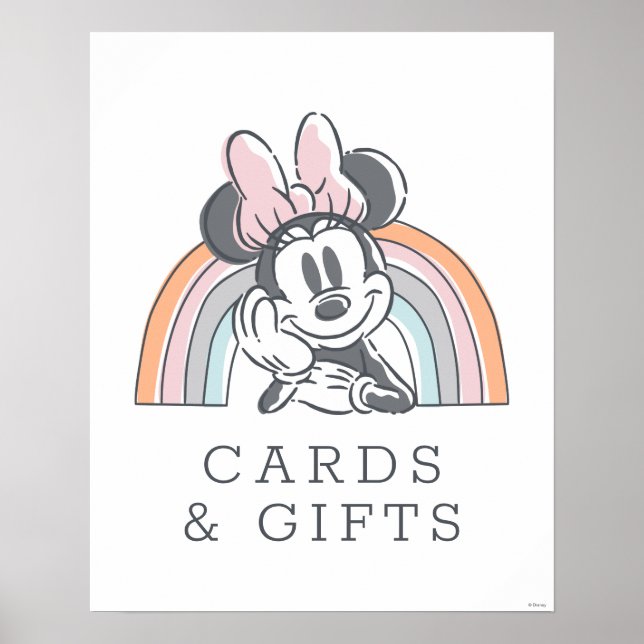Minnie Mouse Rainbow Baby Shower Cards & Gifts Poster (Front)