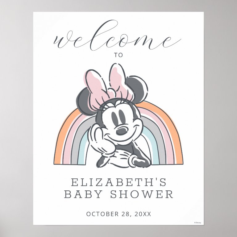 Minnie Mouse Rainbow Baby Shower Welcome Sign