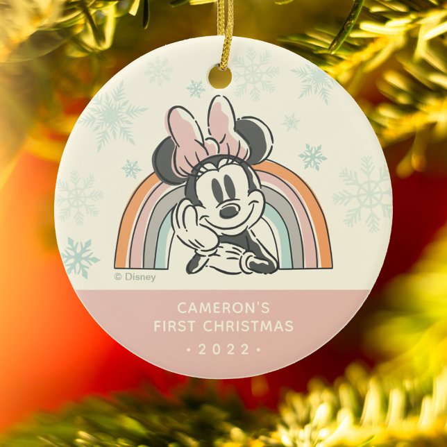 Minnie Mouse Rainbow | Babys First Christmas Ceramic Ornament (Creator Uploaded)