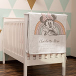 Minnie Mouse Rainbow Birth Stats Fleece Blanket at Zazzle