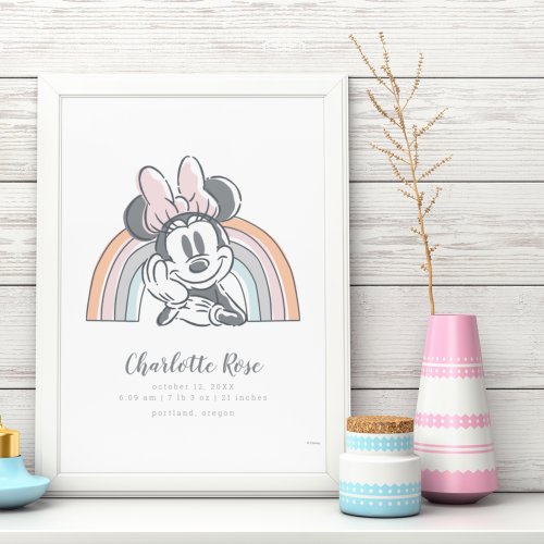 Minnie Mouse Rainbow Birth Stats Poster