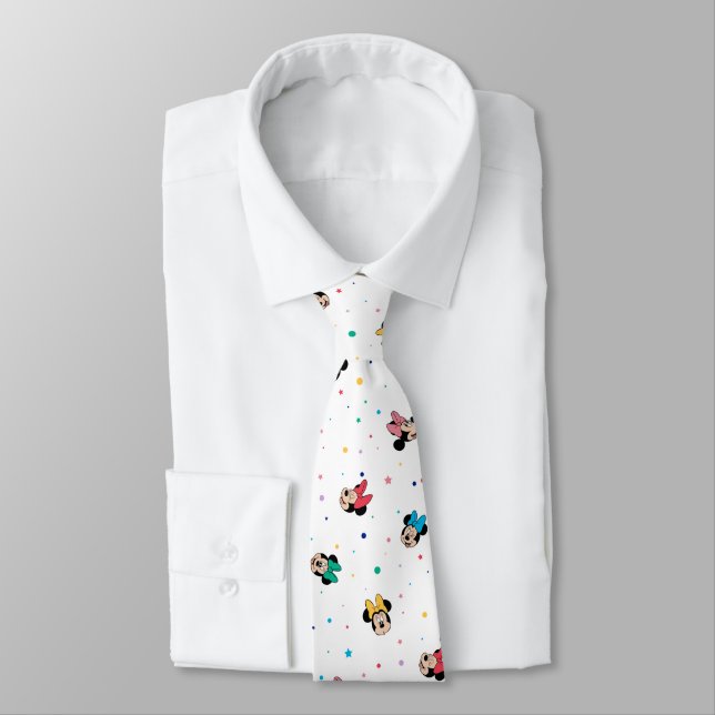 Minnie Mouse Rainbow Bow Pattern 2 Neck Tie (Tied)