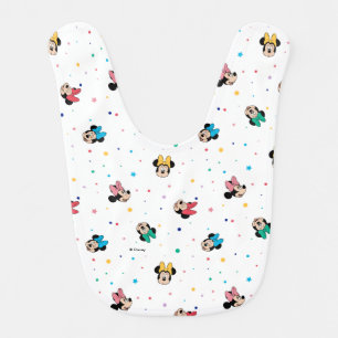 Minnie Mouse Rainbow Bow Pattern Baby Bib