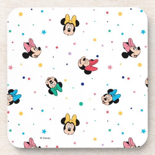 Minnie Mouse Rainbow Bow Pattern Beverage Coaster