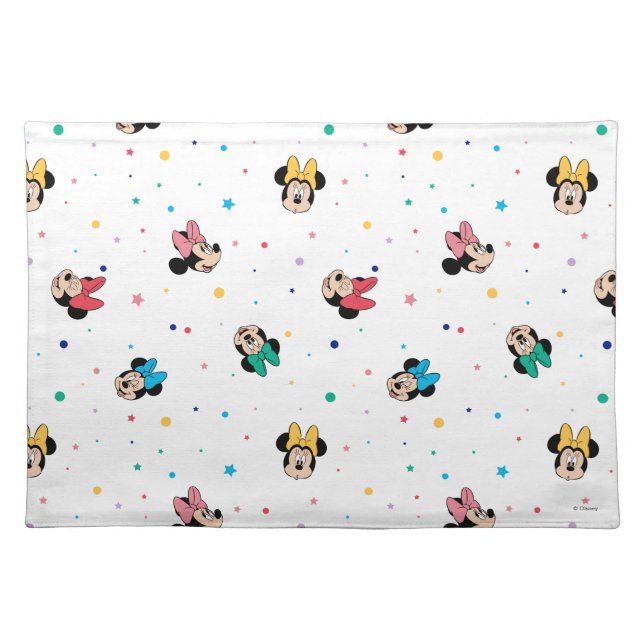 Minnie Mouse Rainbow Bow Pattern Cloth Placemat (Front)