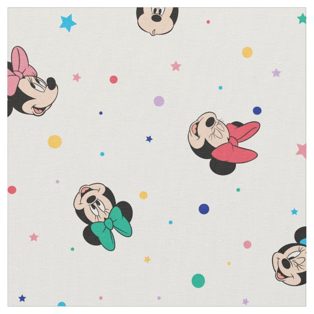 Minnie Mouse Rainbow Bow Pattern Fabric (Close Up)