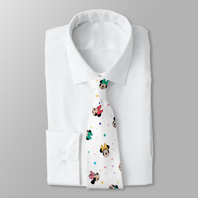 Minnie Mouse Rainbow Bow Pattern Neck Tie (Tied)