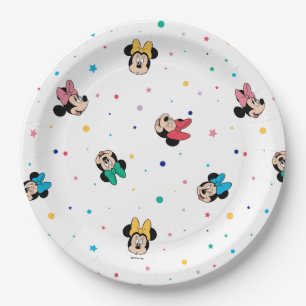 Minnie Mouse Rainbow Bow Pattern Paper Plates