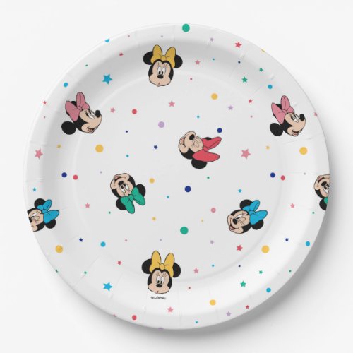 Minnie Mouse Rainbow Bow Pattern Paper Plates