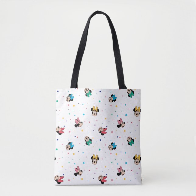 Minnie Mouse Rainbow Bow Pattern Tote Bag (Front)