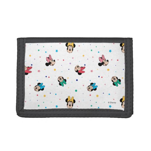 Minnie Mouse Rainbow Bow Pattern Trifold Wallet